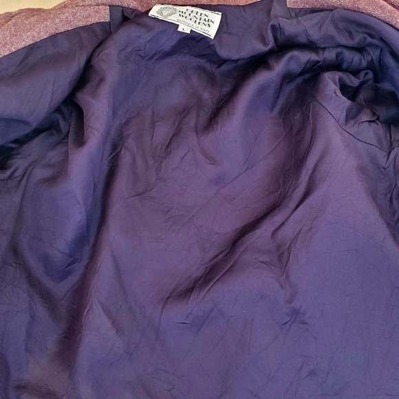 VTG Green Mountain Woolens Bomber Jacket Purple Pink Winter Warm XS/Small - Picture 10 of 10
